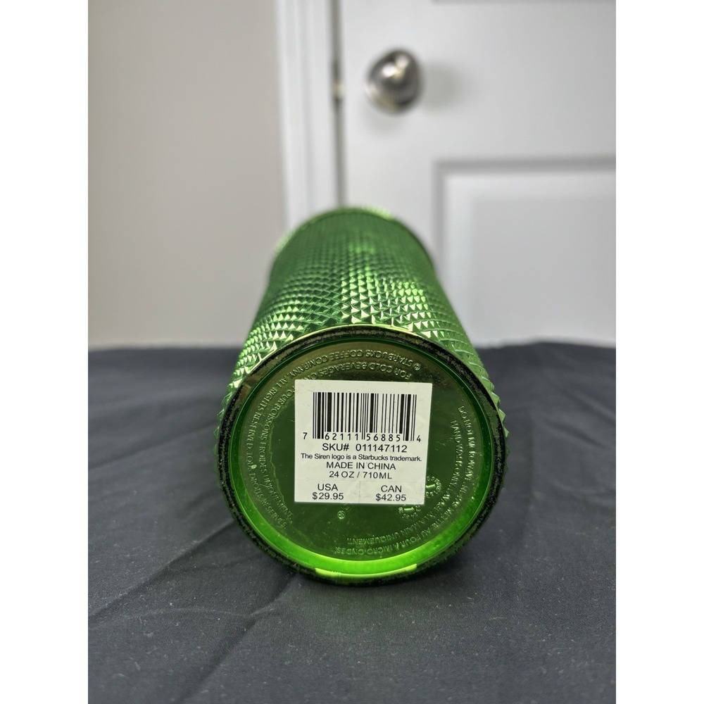 Starbucks 2023 Green Chrome Studded Venti‎ Cold Cup Tumbler NWT - Picture 3 of 3